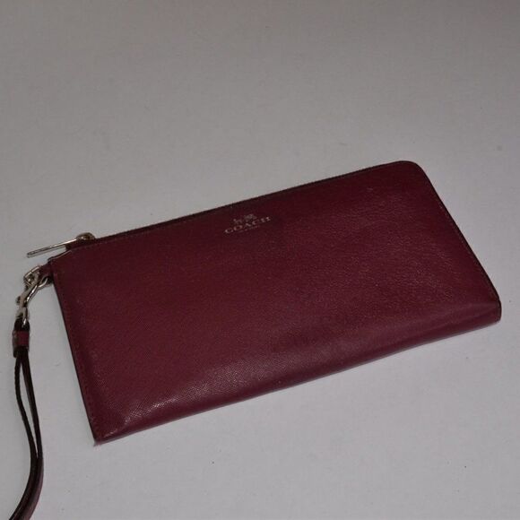 Coach Maroon Mulberry Leather Zip Clutch/Wristlet - Picture 3 of 8